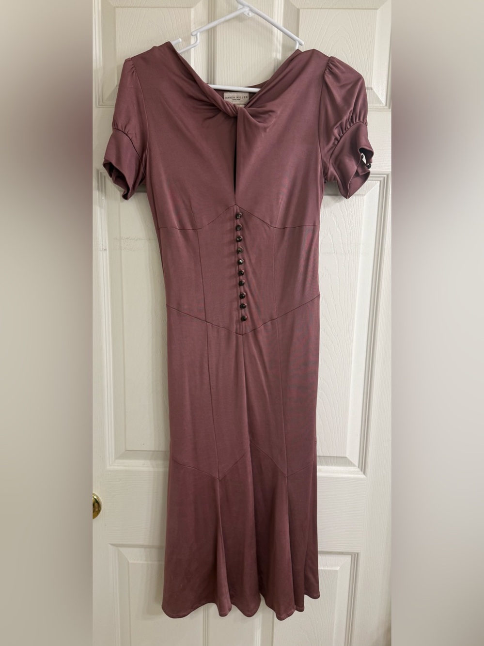Karen Millen Dusty Mauve 1940s-inspired Button-Front Midi Dress